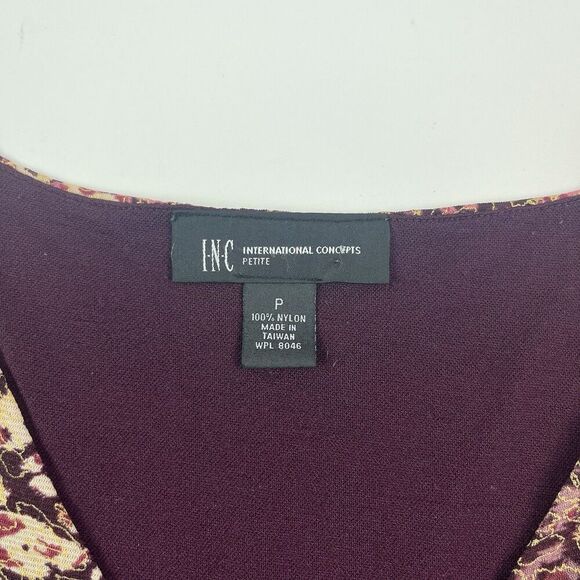 INC Y2K Burgundy Mesh Babydoll Top XS P Floral Fairycore Grunge Indie - Picture 3 of 9